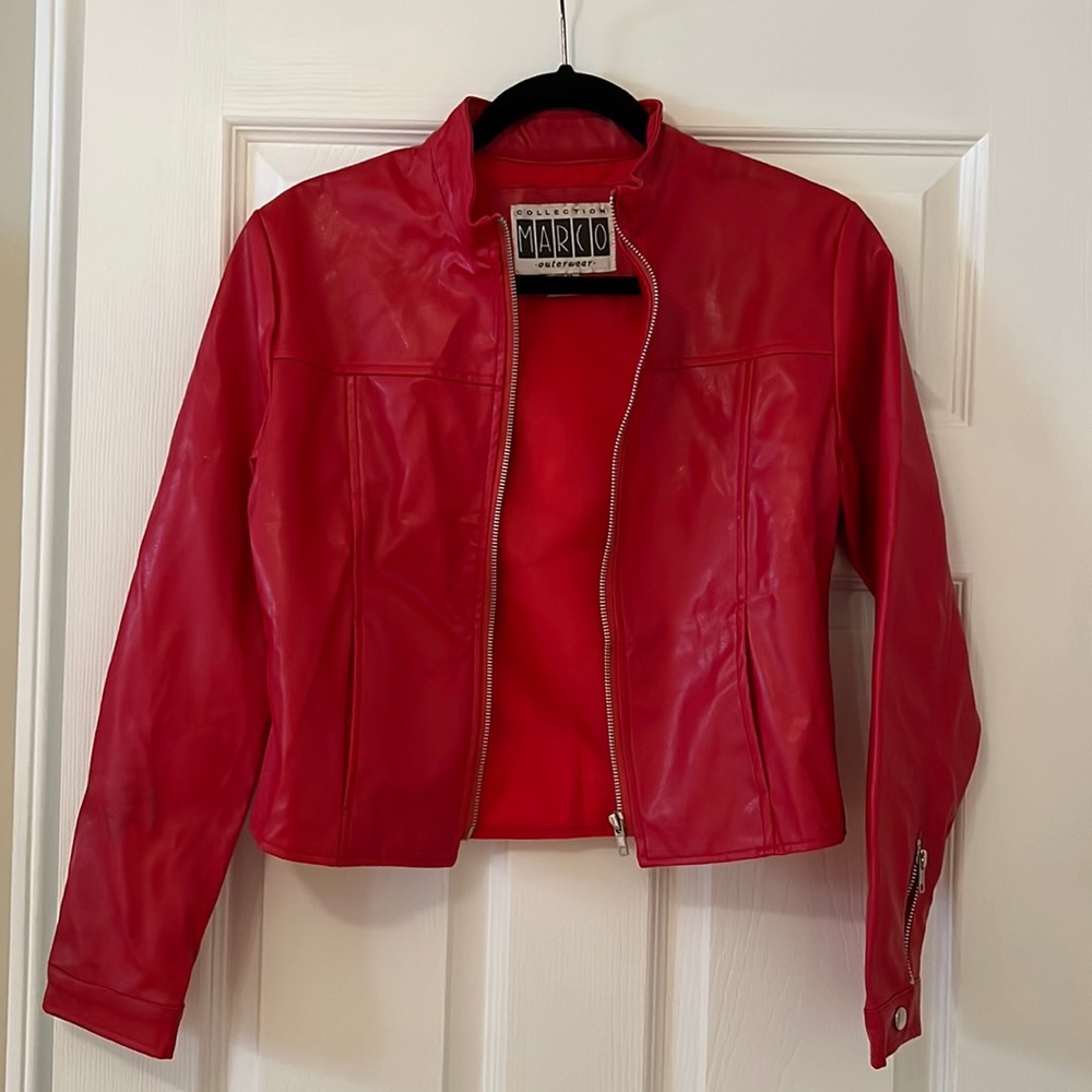 Stylish red leather-like jacket. MARCO collection. Size S.